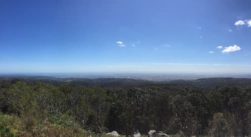 View over Adelaide from Mount Lofty, looking out to the horizon
